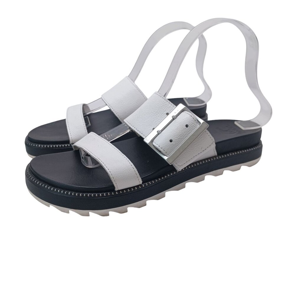 Sorel‎ Womens Sandals Roaming Two Strap Slip On Slide Wedge White Black Size 9.5 - Picture 16 of 16